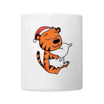 Tiger Weihnachten Schlafen Schlaf Ausschlafen - Tasse - Weiß - Vorne