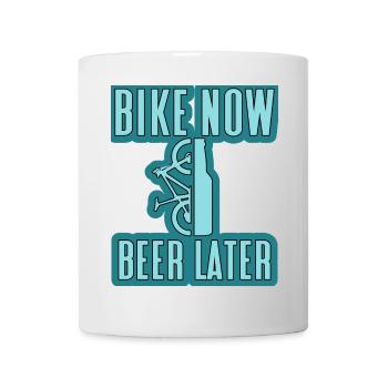 vélo maintenant bière plus tard VTT - Mug blanc - blanc - Devant