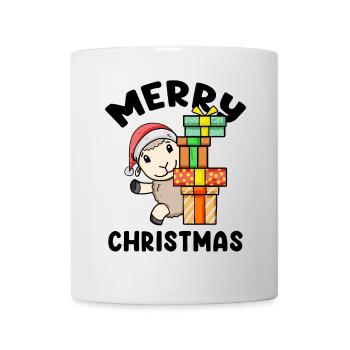 Merry Christmas sheep with gifts - Mug - white - Front