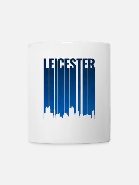 Leicester Skyline Blau - Tasse - Weiß
