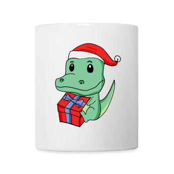 Noël Crocodile Bébé avec Cadeau - Mug blanc - blanc - Devant
