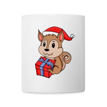 Bébé écureuil de Noël avec cadeau - Mug blanc - blanc - Devant