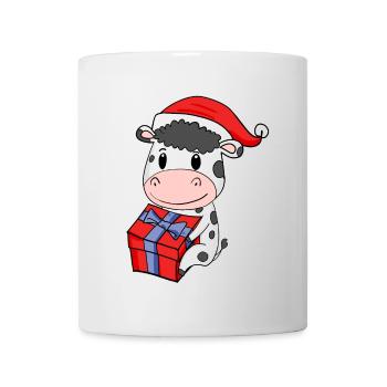 Christmas Cow Baby with Gift - Mug - white - Front