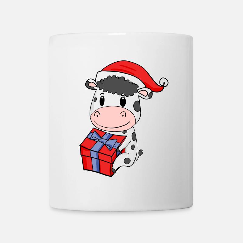 Weihnachten Kuh Baby mit Geschenk - Tasse - Weiß