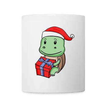 Christmas turtle baby with gift - Mug - white - Front