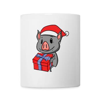 Bébé chauve-souris de Noël avec cadeau - Mug blanc - blanc - Devant