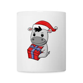Weihnachten Esel Baby mit Geschenk - Tasse - Weiß - Vorne