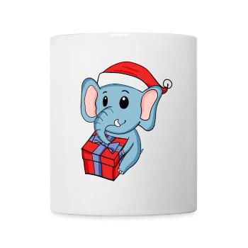 Christmas elephant with gifts - Mug - white - Front