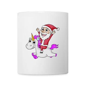Weihnachtsmann Einhorn Motiv Weihnachten - Tasse - Weiß - Vorne