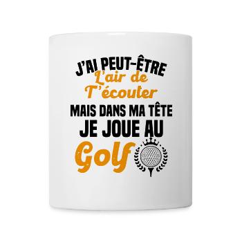 Dans ma tête je joue au Golf Cadeau Humour Golf - Mug blanc - blanc - Devant