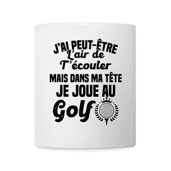 Dans ma tête je joue au Golf Cadeau Humour Golf - Mug blanc - blanc - Devant