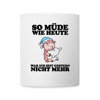 Müde Spruch lustig mit Schaf Motiv - Tasse - Weiß - Vorne