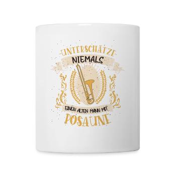 Posaune lustiger Spruch Musik Instrument Geschenk - Tasse - Weiß - Vorne