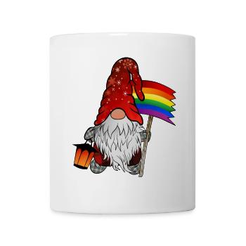 Weihnachts Gnom mit Gay Pride Flagge - Tasse - Weiß - Vorne