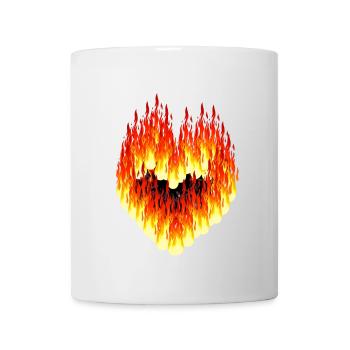Valentin Valentin Herz Feuer Flamme heiße Liebe - Tasse - Weiß - Vorne