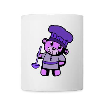 Hobbykoch Kochkunst Teddybär Koch Suppenkelle - Tasse - Weiß - Vorne