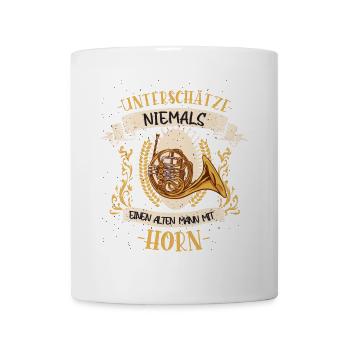 Horn Musiker Instrument Musik Geschenk - Tasse - Weiß - Vorne
