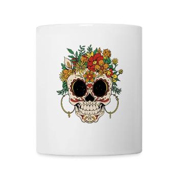 Blumenkranz Schädel Día de Muertos - Tasse - Weiß - Vorne