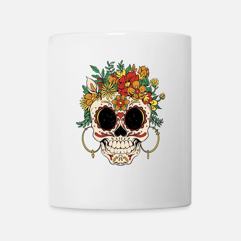 Couronne de fleurs Jour de Muertos - Mug blanc - blanc