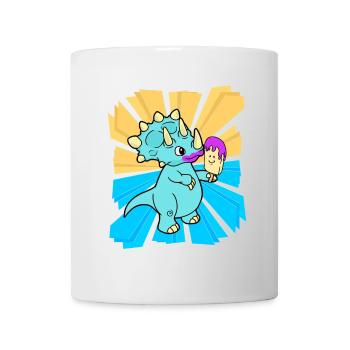 Geburtstagsgeschenk Kinder Dino Drachen naschen - Tasse - Weiß - Vorne