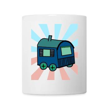 Weihnachtsgeschenk Bauwagen Hütte Haus Xmas - Tasse - Weiß - Vorne