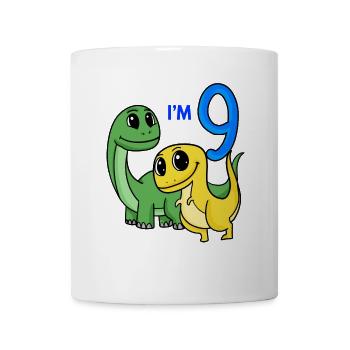 Garçons 9 ans 9ème anniversaire Garçons Dino Shirt - Mug blanc - blanc - Devant