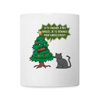 Si tu touches à mes boules Le chat - Mug blanc - blanc - Devant