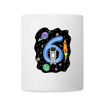 6e anniversaire - Cadeau pour les garçons astronautes de 6 ans - Mug blanc - blanc - Devant