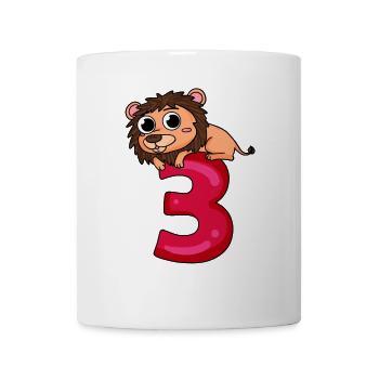 3 ans - 3 anniversaires avec motif animal - Mug blanc - blanc - Devant