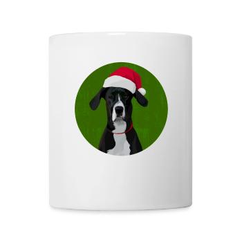 Grand chien danois au chapeau de père Noël pour Noël - Mug blanc - blanc - Devant
