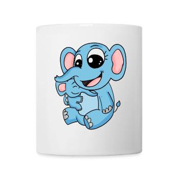 Famille - Eléphant avec bébé éléphant - Mug blanc - blanc - Devant