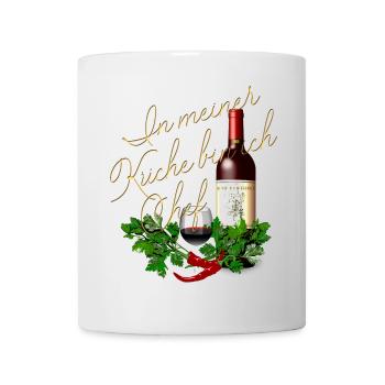 dans ma cuisine Je suis Chef Wine Glass Bottle - Mug blanc - blanc - Devant