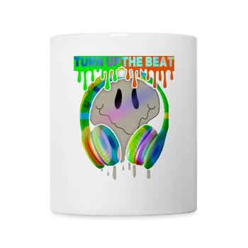 Musique, Turn-Up-The-Beat, Casque, Skull - Mug blanc - blanc - Devant