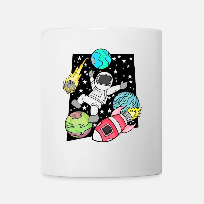 Garçon astronaute dans l’espace avec des fusées - Mug blanc - blanc