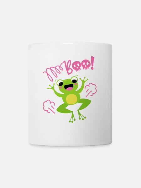 Frosch-Motiv, lustiger-Frosch, Boo-Halloween - Tasse - Weiß