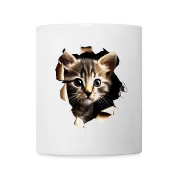 Katzen Motiv Kunst Cat Design Hauskatze Miau Katze - Tasse - Weiß - Vorne