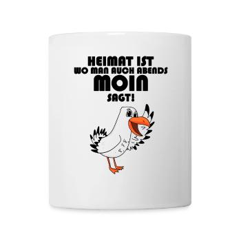 Nordsee Plattdeutsch Spruch Moin Möwe - Tasse - Weiß - Vorne