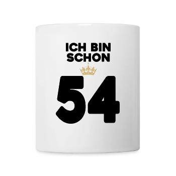 54. Geburtstag Geschenk - 54 Jahre mit Krone - Tasse - Weiß - Vorne
