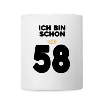 58. Geburtstag Geschenk - 58 Jahre mit Krone - Tasse - Weiß - Vorne