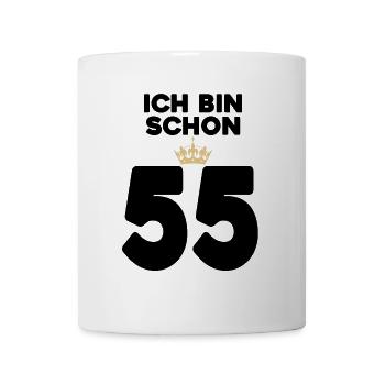 55. Geburtstag Geschenk - 55 Jahre mit Krone - Tasse - Weiß - Vorne