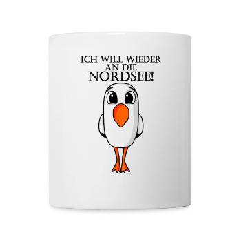Nordsee Plattdeutsch Spruch Moin Möwe - Tasse - Weiß - Vorne