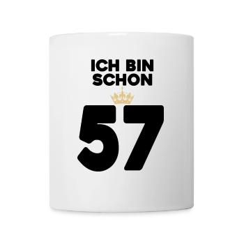 57. Geburtstag Geschenk - 57 Jahre mit Krone - Tasse - Weiß - Vorne