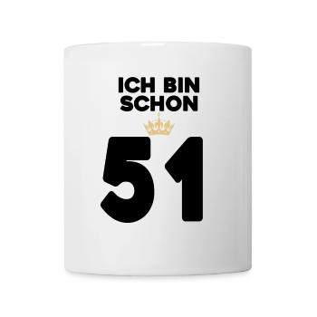 51. Geburtstag Geschenk - 51 Jahre mit Krone - Tasse - Weiß - Vorne