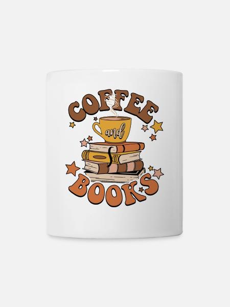 Kaffee und Bücher - Tasse - Weiß