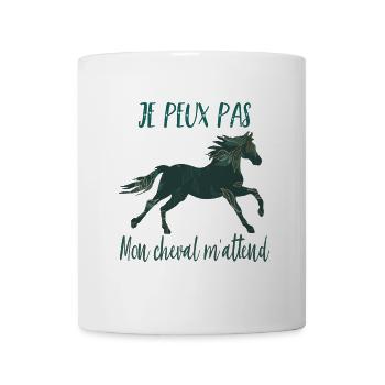 Je peux pas mon cheval m'attend - florale poney - Mug blanc - blanc - Devant