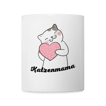 Katzenliebe Pinkes Herz Kuschelbild - Tasse - Weiß - Vorne