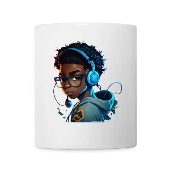 Personnage de jeu numérique avec casque - Mug blanc - blanc - Devant