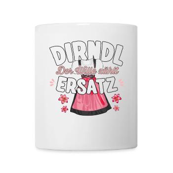 Ersatz Dirndl T-Shirt Damen Trachtenshirt Mädchen - Tasse - Weiß - Vorne