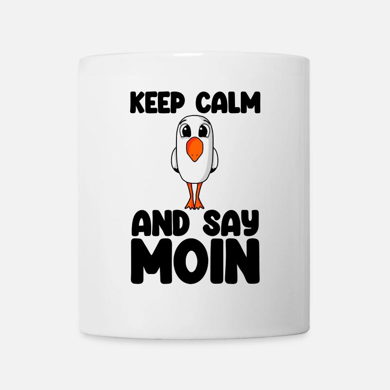Nordsee Plattdeutsch Spruch Moin Möwe - Tasse - Weiß