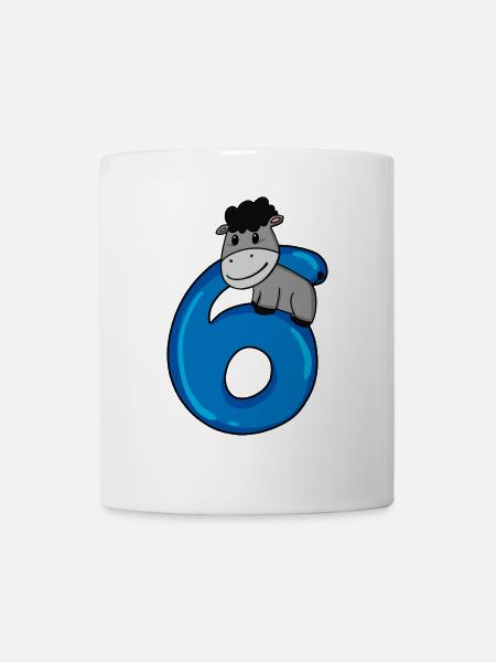 6 Jahre alt - 6. Geburtstag mit Tier Motiv - Esel - Tasse - Weiß